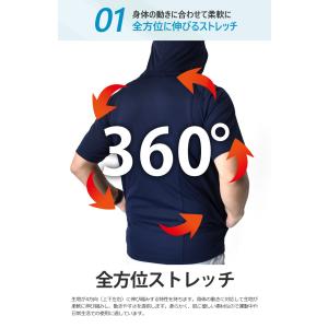 接触冷感 吸水速乾 ドライ 半袖パーカー UV...の詳細画像4