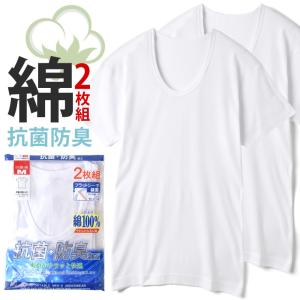 2枚組 肌着 Tシャツ 抗菌 防臭 丸首 爽快 綿100％ 大きいサイズ 3L 4L セール mens｜アルージェ