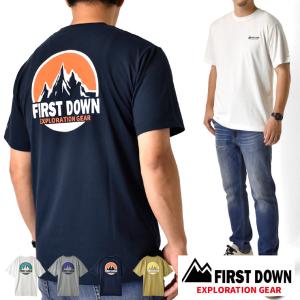 FIRST DOWN EX ファーストダウン 半袖Tシャツ メンズ バックプリント 接触冷感 ストレッチ セール｜aruge