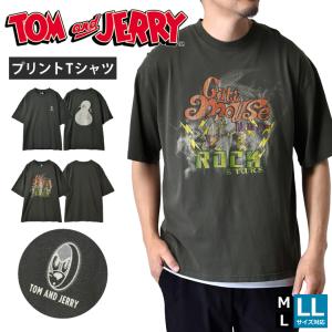 半袖Tシャツ ロックT トム&ジェリー 綿 バンドT 古着加工 ピグメント加工 セール｜aruge