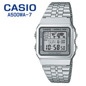 CASIO カシオ A500WA-7 デジタル 腕時計 メンズ レディース ユニセックス ワールドタイム ステンレス 防水 アラーム レトロデザイン 並行輸入品