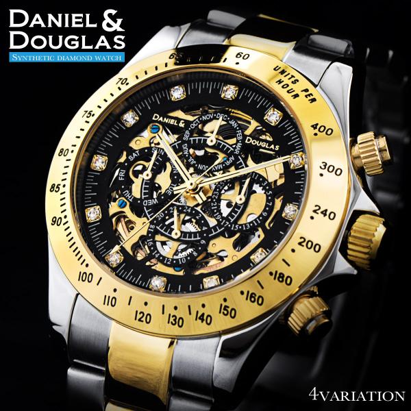機械式 自動巻き 腕時計 メンズ 時計 ダニエルアンドダグラス オートマチック ブランド ゴールド ...