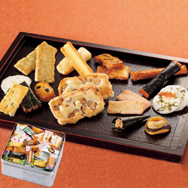バレンタイン ＼クーポン有／ あられ色とりどり おかき （中缶）ギフト プレゼント おかきのげんぶ堂