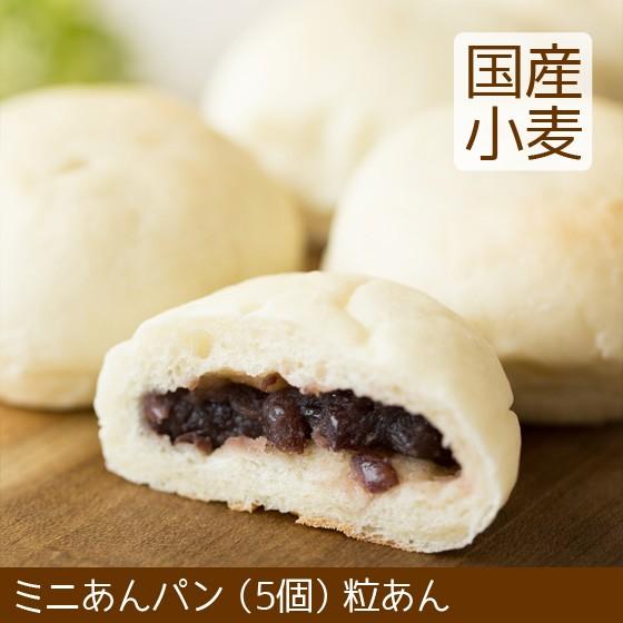 ミニ あんぱん 粒あん つぶあん 5個 北海道産小麦 卵不使用 パン こうめや ＼クーポン有／