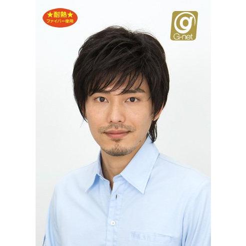 メンズウィッグ ショートレイヤー ナチュラルブラック 耐熱フルウィッグ