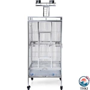 鳥かご?ケージ 豪華な大型オウムケージ、 304ステンレス鋼の鳩の檻、 キャスター付きの移動可能な動物の別荘、 (Color : Silver Size : 45*45