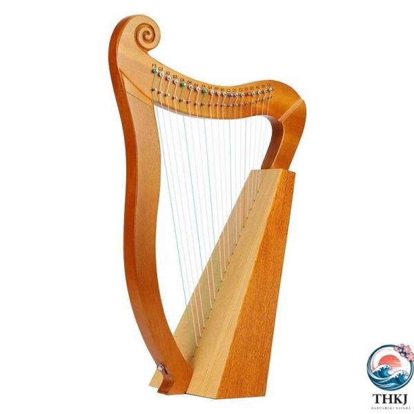 ポータブルアイリッシュハープ ミニ木製ハープ マホガニー弦楽器 音楽愛好家へのギフト 19strin...