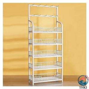 スーパーの棚 スーパーマーケットの陳列棚 4/5層 収納ラック スーパーマーケットの棚キャビネット 面取り口バスケットディスプレイスタンド 多機能フレーム キッ