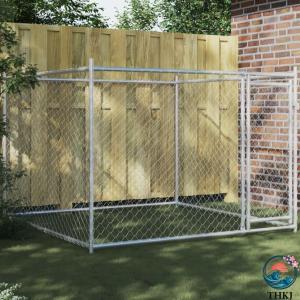 犬用ケージ 大型 屋外 2x2x1.5m ドア付き 亜鉛メッキ鋼 グレー ペットケージ ペットサークル 丈夫 頑丈 犬小屋 飼育ケージ サークルケージ 高耐久