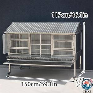 金属製鶏小屋 車輪と漏斗トレイ付きの屋外用ウサ...の詳細画像1