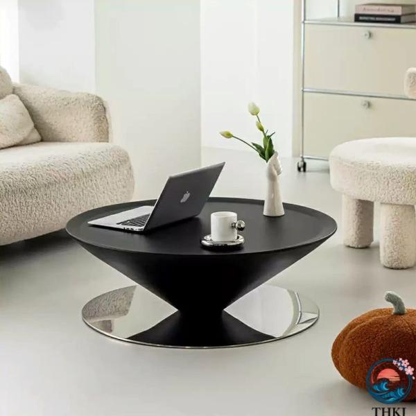 リビングテーブル スチール製 円形 フライングソーサーデザイン 幅80cm／100cm ローテーブル...