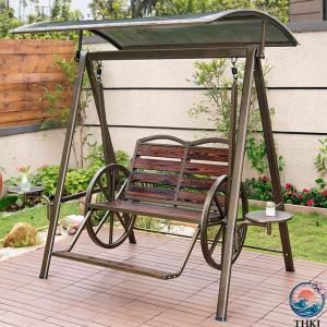 ガーデンベンチ ブランコ 木製ブランコ 大型ブランコ 炭化工程 人間工学に基づいたデザイン 厳選された 丈夫な木材 美しい木目 強力な耐荷重能力 中庭、公園、屋