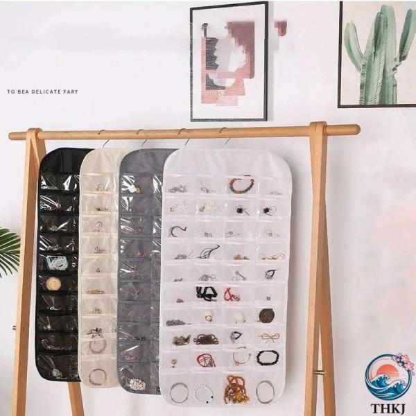 大容量 シンプル 80仕切り 透明収納ポケト マルチポケット ハンガー式 アクセサリー収納