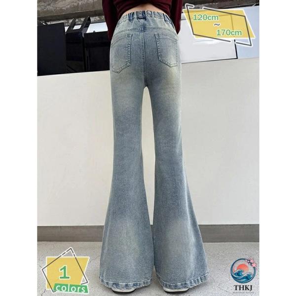 子供 デニムパンツ ブーツカット 女の子 ズボン ジーンズ キッズ フレア ロングパンツ ガールズ ...