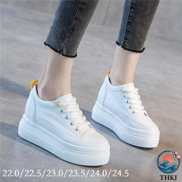 秋 新作 スニーカー 紐靴 レースアップ ホワイト 白 ローカット インヒール 大きいサイズ 小さい...