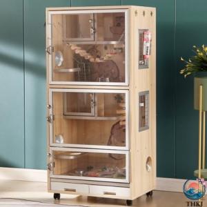 小動物 ケージ チンチラ ケージ 大型 無垢材のエコロジカルボードペットエアコンキャビネットヴィラ ウサギ ケージ チンチラ ハウス ペットケージ 猫 小動物飼育