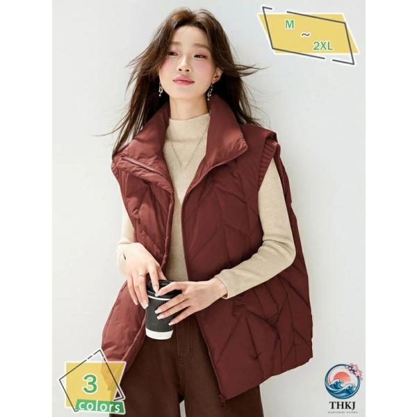 ダウンベスト レディース ダウン80% アウター ジャケット ベスト 体型カバー 上着 羽織り ハイ...