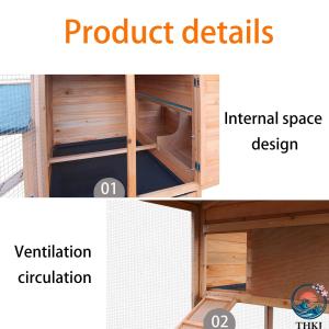 木製ウサギ小屋 取り外し可能なトレイとラン付き...の詳細画像2