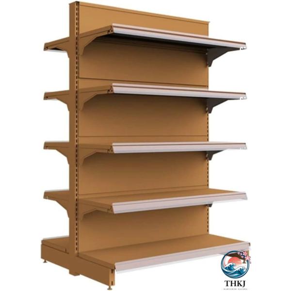 木製スーパーマーケットの陳列棚、高さ55.1インチの収納棚、5段両面スーパーマーケット棚、キッチンス...