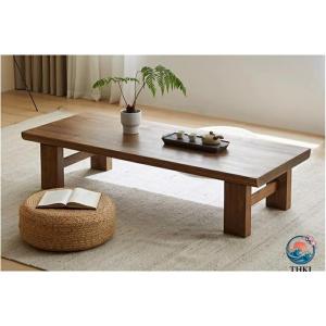 テーブル ローテーブル、和風無垢材コーヒーテーブル、木製畳テーブル、禅ローテーブル、ロングフロアテー...