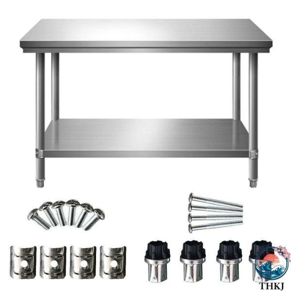 2段ステンレス作業テーブル 業務用調理台作業台 ホームキッチン台 置棚 業務用 頑丈なステンレス鋼テ...