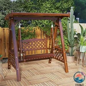 ブランコ ガーデンベンチ 木製ブランコ 大型ブランコ 炭化工程 厳選された THKJ 丈夫な木材 美しい木目 強力な耐荷重能力 壊れにくい 長寿命 中庭 公園 屋