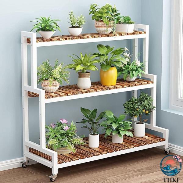 フラワースタンド 観葉植物ラック フラワースタンド 2段 3段 花台、キャスター付き 植物棚 室内 ...