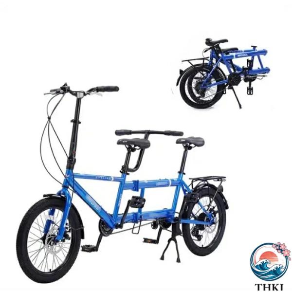 折りたたみタンデムバイク、20インチ折りたたみシティタンデム自転車、7スピード調整可能な大人用ビーチ...