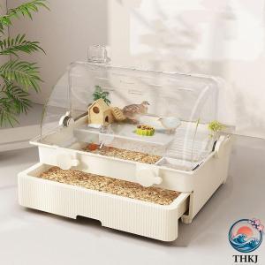 ハムスター ケージ ハムスター飼育ケージ 飼育ケージ 小動物ケージ THKJ クリアケージ 広々タイプ トレーデザイン お手入れ簡単 使いやすい 快適 ペットも快適