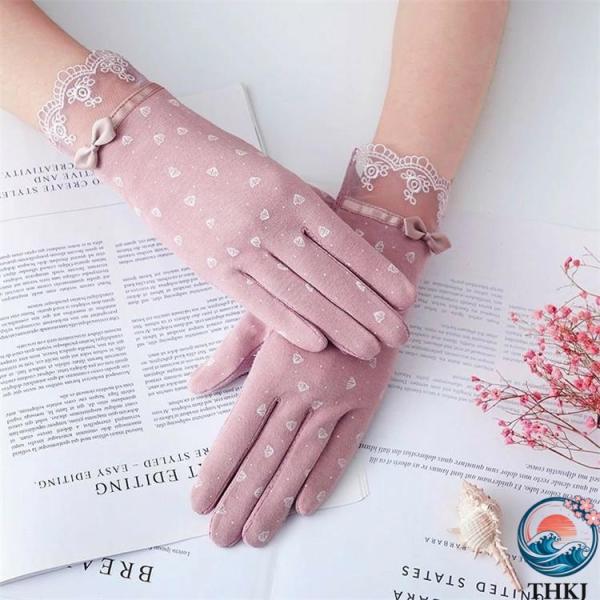 リポン 春 スマホ対応 薄手 日焼け対策 夏 運転 UVカット レース 花柄刺繍 紫外線対策 ショー...