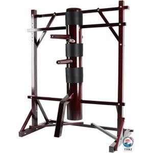 木人 壁詠春拳杭装置 木製のスプリングアームを備えた武道訓練用ダミー THKJ 屋内ホームカンフートレーナーツール 太極拳練習装置 Red 使いやすい 便利