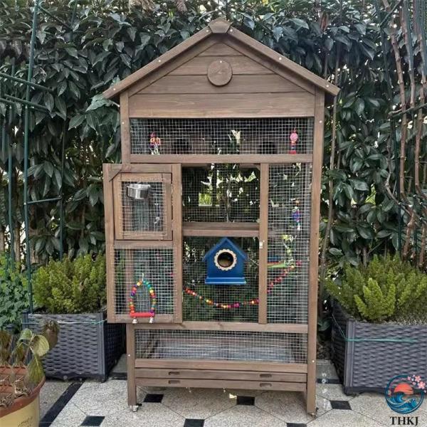 インコ ケージ 屋外 木製 鳥かご トリカゴ セキセイインコ ケージ 鳥籠 大型 防風カバー 取り外...