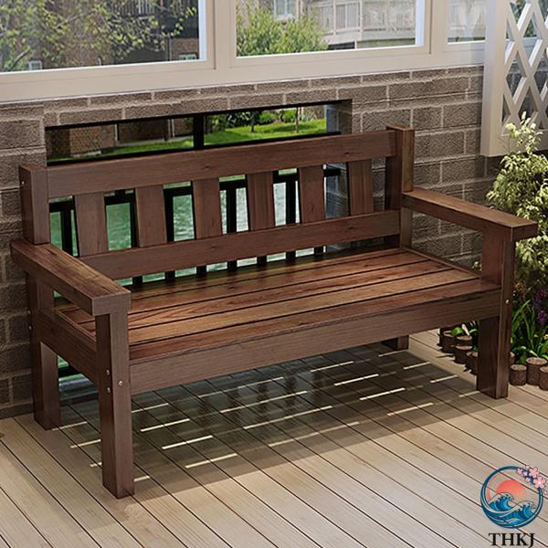 ガーデンチェア ベンチ 木製ガーデンベンチ 背もたれと肘掛け付き屋外ベンチ 2人用パティオベンチ 耐...