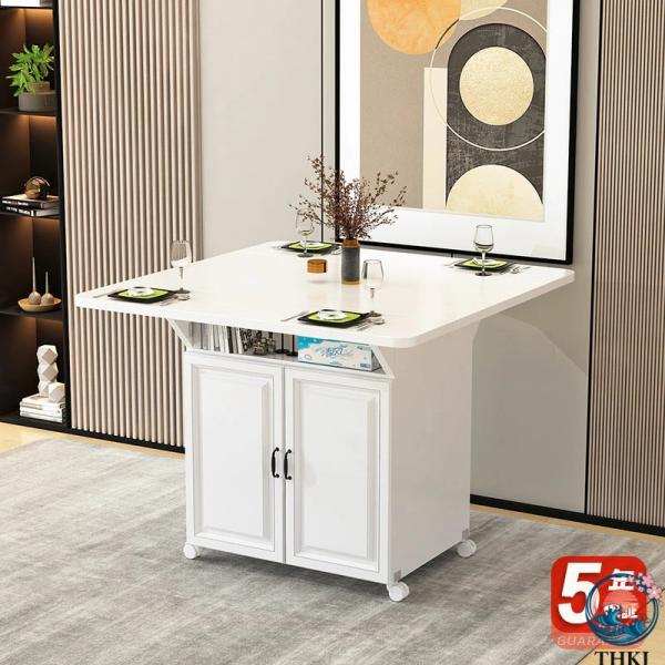 ダイニングテーブル 折りたたみ 4人 丸 丸テーブル 幅80cm 収納付き キャスター付き 作業台 ...