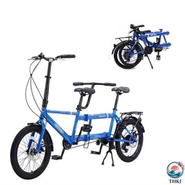 折りたたみタンデムバイク、20インチ折りたたみシティタンデム自転車、7スピード調整可能な大人用ビーチ...