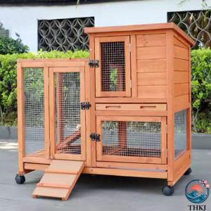 ウサギ小屋 2階建て 屋外用 木製 ウサギケージ 4輪 キャスター付き 鶏小屋 漏れ防止トレイ 小型 中型 動物用 ラビットケージ 小動物 ハウス 庭 飼育