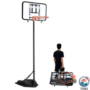 バスケットゴール バスケット ミニバス ゴールネット 5 6 7号対応 高さ調節 THKJ 移動可 折りたたみ式 家庭用 屋外 室内 練習用 子供 大人用 自立式 工具付き