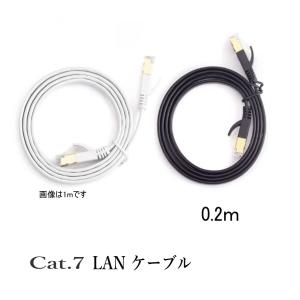 LANケーブル CAT7 0.2m  フラット 10ギガ対応 シールドケーブル 薄型 20cm 金メ...