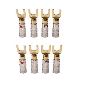 Nakamichi ナカミチ バナナプラグ 金メッキY端子 U端子 8本セット(赤4本