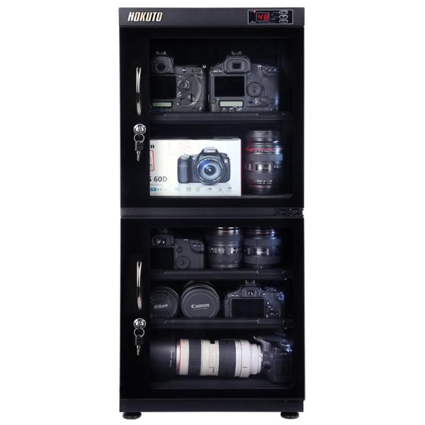 HOKUTO防湿庫・ドライボックス HP-132EX 全自動除湿 電池交換不要 内蔵LED照明 引き...