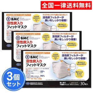 BMC 活性炭入り マスク  活性炭 30枚入 3個セット フィットマスク レギュラーサイズ｜as-store