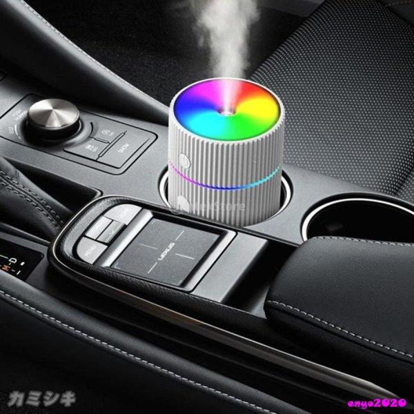 車載加湿器 220ml USB充電式 小型加湿器 LEDライト ミニコールドミスト加湿器 空気加湿器...