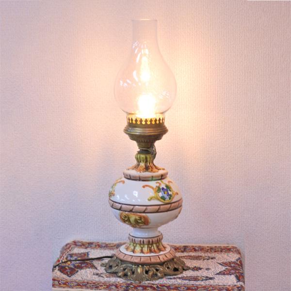 1940年代ヨーロッパアンティーク照明テーブルランプ4灯ガラス・真ちゅう製PSE表示品保険付き