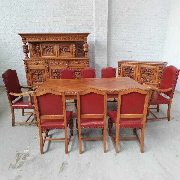 ヨーロッパ市場在庫品アンティーク家具ダイニング11点セット現地在庫商品1920年代ベルギー原産オーク...