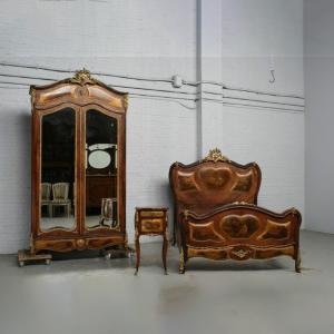 ヨーロッパ市場在庫品アンティーク家具ベッドルームセット現地在庫商品1880年代ベルギー原産オーク製品番2168