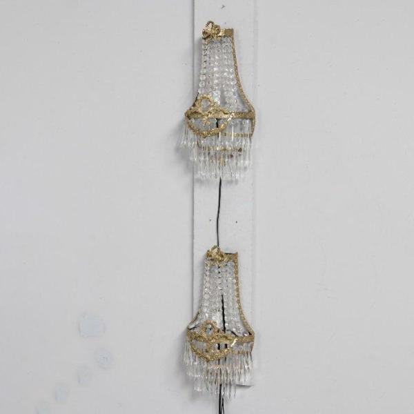 フランスアンティーク照明ウォールランプ1灯ペアブロンズ/ガラス製 PSE表示品PL保険付