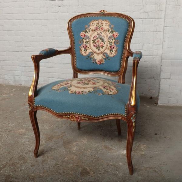 アンティーク家具1940年代ベルギー原産アームチェア(タペストリー)