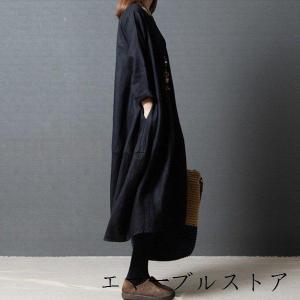 シャツワンピース レディース 春秋 マキシ丈ワ...の詳細画像3