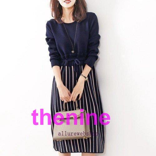 ドッキングワンピース 20代 30代 40代 50代 通勤 オフィス ひざ丈 ワンピース レディース...