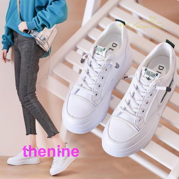 白スニーカー 厚底スニーカー レディース スニーカー 運動靴 ローカットスニーカー ウォーキングシュ...